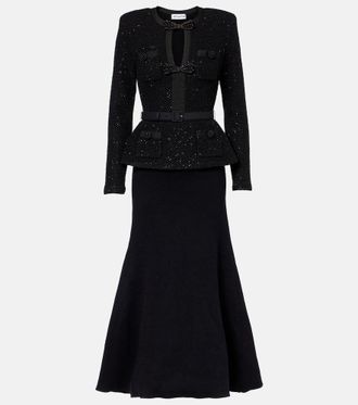Self Portrait Sequined peplum midi dress
