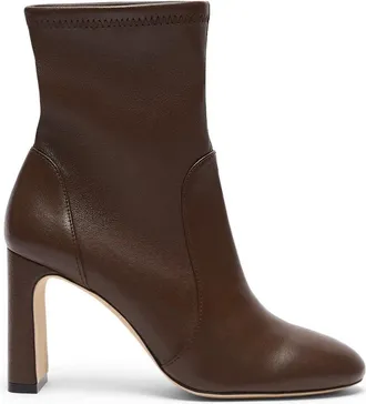 Stuart Weitzman Schoenen, Dames, Bruin, 38 1/2 EU, Leer, Babette Sock Bootie 85