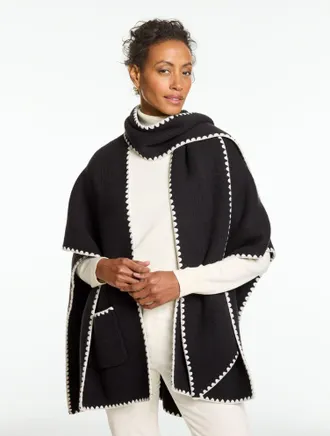 Talbots Knit Scarf Ruana - Black - 001 Talbots
