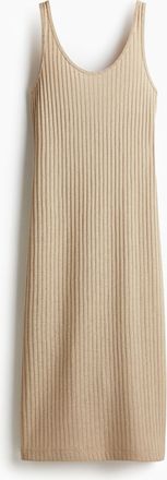 H&M Geripptes Strickkleid - Beige