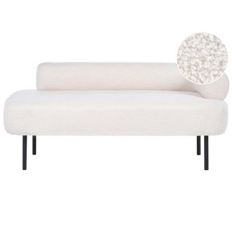 Beliani Chaise Longue Tapizacer&iacute;a De Boucl&eacute; Patas De Metal Derecho Blanco Crema Mirmande