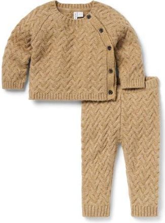 Janie and Jack Baby Herringbone Knit Matching Set in Brown at Nordstrom, Size 18-24M