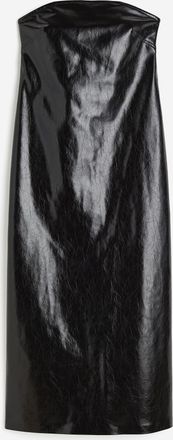 H&M Beschichtetes Bandeau-Kleid - Schwarz