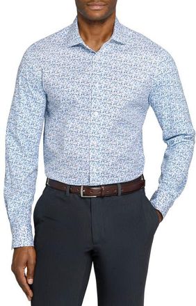 W.R.K Slim Fit Floral Stem Reworked Button-Up Shirt in White/blue at Nordstrom, Size 16.5