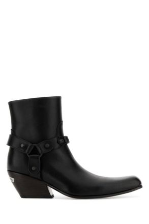 Balenciaga Black Solid Square Toe Boots
