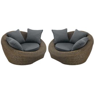 Vente-Unique Poltrona da giardino in Resina intrecciata Naturale scuro - Lotto di 2 - WHITEHEAVEN di MYLIA