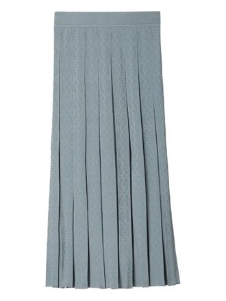 Tory Burch T-monogram midi pleated skirt - women - Polyester/Rayon - M - Grey