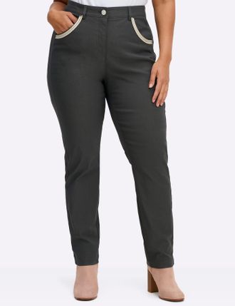 Sheego Webhose SHEEGO, Damen, Gr. 40, Normalgr&ouml;ssen, graphit, 78% Viskose, 19% Polyamid, 3% Elasthan, unifarben, Hosen Webhose