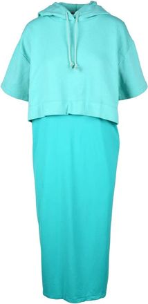 Semicouture Aqua Hooded Polyamide Dress