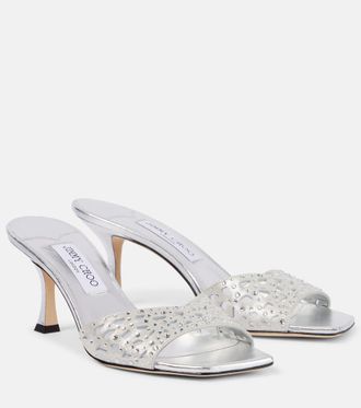 Jimmy Choo London Skye 70 embellished satin mules