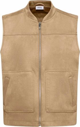 Cecil Mouwloos velours vest - Dames - Jassen - Bruin - Maat: S Velours