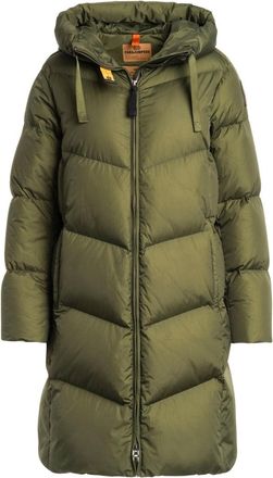Parajumpers Womens Rindou Rosemary Green Long Hooded Down Jacket Nylon - Size Small