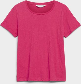 Contemporaine Womens Cuffed-sleeve organic cotton T-shirt
