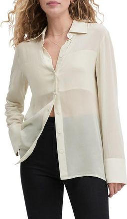 Favorite Daughter The Sheer Sophistication Button-Up Shirt in Ivory at Nordstrom, Size X-Small