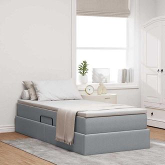 vidaXL vidaXL Letto con contenitore e materasso Grigio chiaro 90 x 190 cm