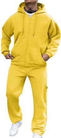 Generic Mens Tracksuit Set Hooded Sweatshirt and Sweatpants Jogger Stretchy Drawstring Waist 2 Piece Sweatsuits for Men Autumn Winter Warmth Hoodie Suits Comf