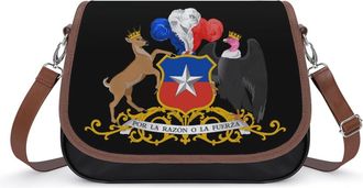 Generic Coat of Arms of Chile Crossbody Bag Womens Handbag PU Message Bags Shoulder Purse with Adjustable Strap