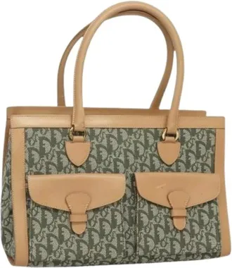 Dior Pre-owned Handbags, female, Green, Size: ONE SIZE Pre-owned Vintage Trotter Double Pocket Tote
