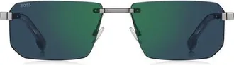 BOSS 57mmm Sunglasses in Ruthenium/green at Nordstrom