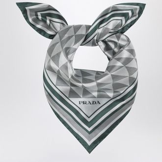 Prada Emerald printed silk twill scarf 55x55
