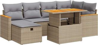 vidaXL Set De Sof&aacute;s De Jard&iacute;n Y Cojines 8 Piezas Rat&aacute;n Sint&eacute;tico Beige Vidaxl