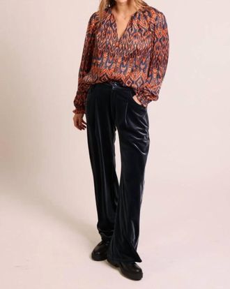 Traffic People Acacia Street Button-Up Top In Rust Orange And Blue Print