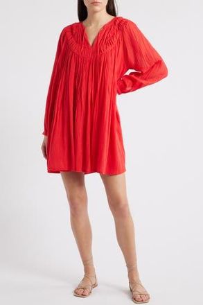 FRNCH Aissya Long Sleeve Cotton Shift Dress in Rouge at Nordstrom Rack, Size X-Small