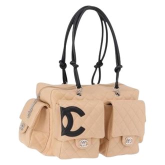 Chanel Pre-owned Boston Bag - Dames - Vintage Schoudertas - Beige - ONE Size - Leer - Vintage