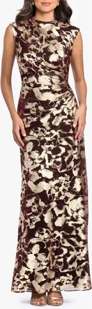Betsy & Adam Crinkled Ruched Gown in Wine/gold at Nordstrom, Size 14