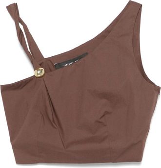 Federica Tosi Bruine Mouwloze Top - Dames - Tops zonder mouwen - Bruin - XS - Katoen - Tops
