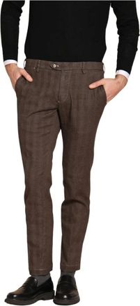 Mason's Broeken, Heren, Bruin, 4Xl, Katoen, Chino Broek met Prince of Wales Print
