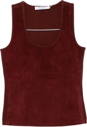 Max Mara Suede-panelled Scoop-neck Tank Top