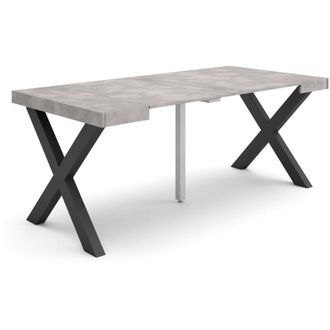 Skraut Home Consolle allungabile, Tavolo consolle allungabile, 180, Per 8 persone, Gambe in legno, Stile moderno, Grigio Cemento - Skraut Home