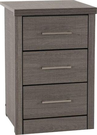 Seconique LISBON 3 DRAWER BEDSIDE - BLACK WOOD GRAIN - SECONIQUE | TJ Hughes