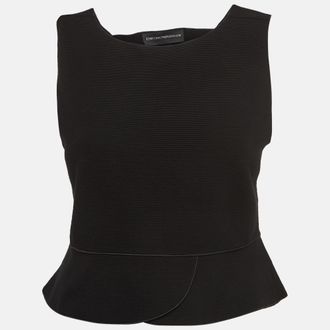 Emporio Armani Black Knit Sleeveless Cut-Out Crop Top