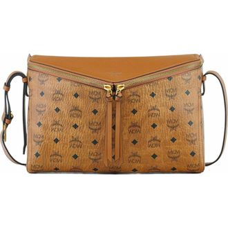 MCM Diamant 3D Shoulder Bag in Visetos Leather Mix in Cognac at Nordstrom