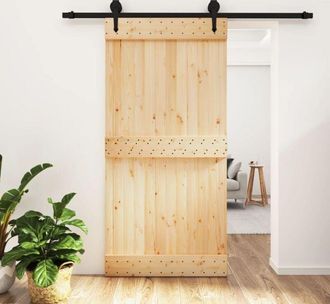 vidaXL Vidaxl - Puerta Corredera Con Herrajes Madera Maciza De Pino 100x210 Cm