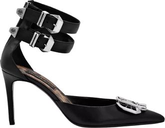 Philipp Plein Gothic Logo Stilettos - Dames - Pumps - Zwart - 39 EU - Leer - Schoenen