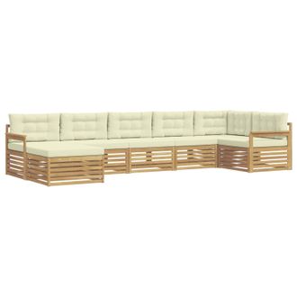 vidaXL Set Di Divani Da Esterno 7 Pz 7-posti Bianco E Crema Vidaxl