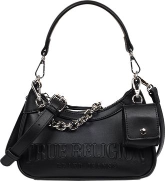 True Religion Trapunto Logo Zip-Top Hobo