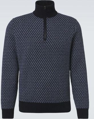 Agnona Cashmere, wool, and silk half-zip sweater