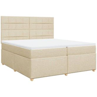 vidaXL Vidaxl - Cama Box Spring Con Colch&oacute;n Tela Color Crema 200x200 Cm