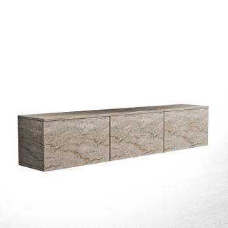 Habitat et Jardin Mueble De Televisi&oacute;n Suspendido De Madera Con Iluminaci&oacute;n Led <> - 160 X 32 X 35 Cm - Travertino