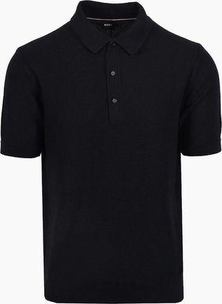 HUGO BOSS Mens Boss Black Iannotti Knitted Polo Shirt Dark Blue - Navy - Size: 44