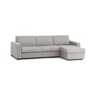 Talamo Italia Sof&aacute; Fijo Debora, Sof&aacute; De Esquina, 100% Made In Italy, Sof&aacute; Sala De Estar, Con Contenedor Reversible Peninsula, En Tela Acolchada, Con Reposabrazos De