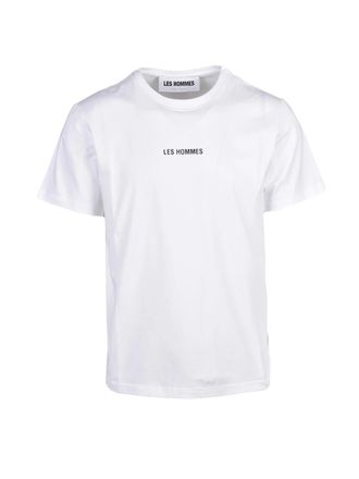 Les Hommes White Minimalist Logo Stretch Cotton T-Shirt