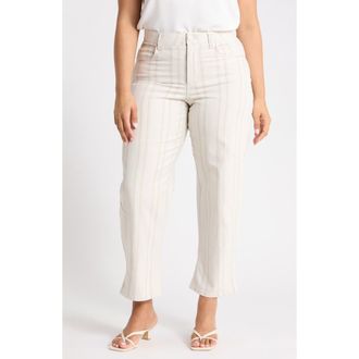 Democracy Stripe Cuffed Crop Barrel Leg Pants in Ecru Stripe at Nordstrom Rack, Size 16