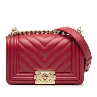 Chanel Tweedehands Kleine Chevron Kalfsleer Boy Flap
