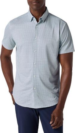 Mizzen+Main Halyard Dot Short Sleeve Button-Up Shirt in Blue Geo Twill Print at Nordstrom, Size Xx-Large