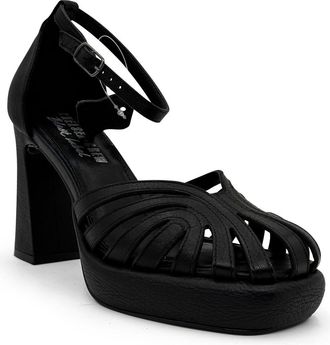 Chelsea Crew Karmel Platform Sandal in Black Leather at Nordstrom Rack, Size 10